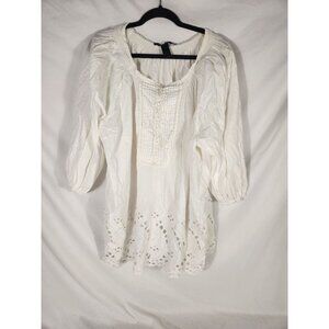 NWOT Ashley Stewart Womens Plus Tunic Top Embroidered Peasant Boho Festival 26